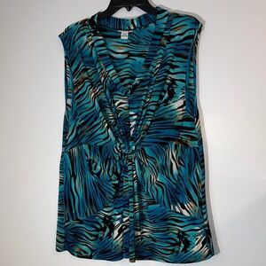 Chic Zebra Print Blouse in Blue Plus‎ Size 3x